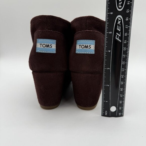 Toms Desert Wedge Heel Ankle Boots Lace-Up Burgundy Suede Bootie Size 7 Women's - Picture 11 of 11